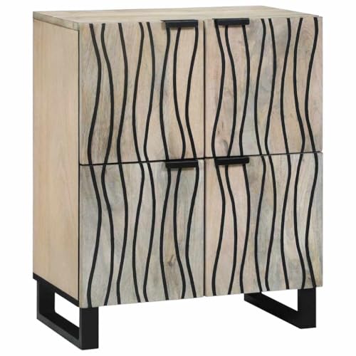 Pangshiyuan Sideboard aus Massivholz mit 4 Türen, Rustikales Design für Wohnzimmer, Esszimmer oder Büro, Weiß und Schwarz, Stauraum Möbel, 60W x 33.5D x 75H cm Pangshiyuan Sideboard aus Massivholz mit 4 Türen, Rustikales Design für Wohnzimmer, Esszimmer oder Büro, Weiß und Schwarz, Stauraum Möbel, 60W x 33.5D x 75H cm von Pangshiyuan