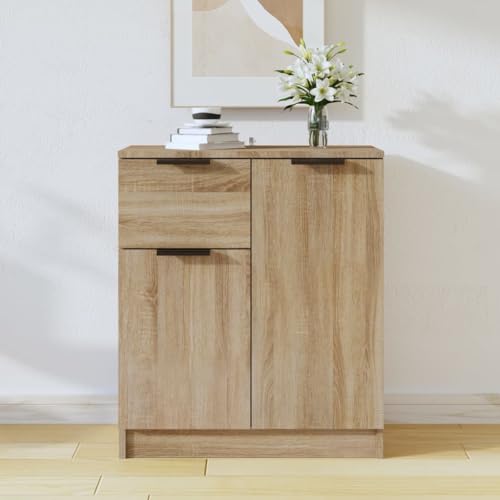 Pangshiyuan Sideboard mit 4 Fächern und Schublade, Holzwerkstoff in Sonoma-Eiche, Modernes Lowboard mit robuster Ablagefläche, Wohnzimmer Schlafzimmer Flur, 60W x 30D x 70H cm von Pangshiyuan