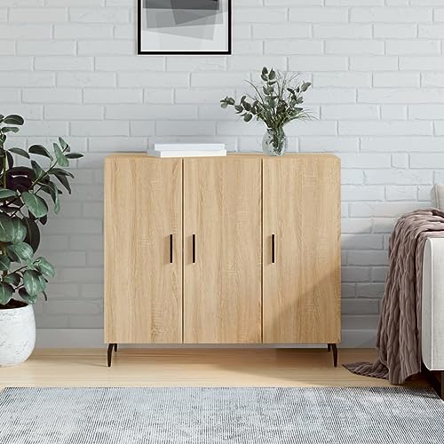 Pangshiyuan Sideboard mit Holzwerkstoff und Metallbeinen, Modernes Design mit 2 Türen, Viel Stauraum, Für Wohnzimmer und Flur, Sonoma-Eiche, 90W x 34D x 80H cm Pangshiyuan Sideboard mit Holzwerkstoff und Metallbeinen, Modernes Design mit 2 Türen, Viel Stauraum, Für Wohnzimmer und Flur, Sonoma-Eiche, 90W x 34D x 80H cm von Pangshiyuan