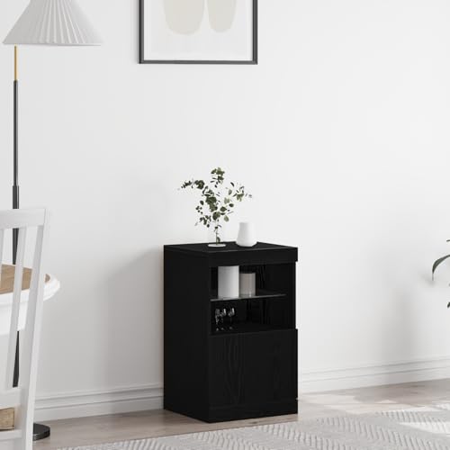 Pangshiyuan Sideboard mit LED-Leuchten, Schwarz Eiche, Modernes Design, Stauraum, Esszimmer & Wohnzimmer, 41x37x67 cm Pangshiyuan Sideboard mit LED-Leuchten, Schwarz Eiche, Modernes Design, Stauraum, Esszimmer & Wohnzimmer, 41x37x67 cm von Pangshiyuan