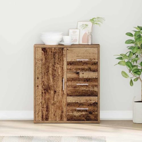 Pangshiyuan Sideboard mit Schubladen aus Holzwerkstoff, 3 Schubladen & 1 Pendeltür, Stauraum Möbel für Wohnzimmer oder Esszimmer, Altholz-Optik, 60W x 31D x 70H cm Pangshiyuan Sideboard mit Schubladen aus Holzwerkstoff, 3 Schubladen & 1 Pendeltür, Stauraum Möbel für Wohnzimmer oder Esszimmer, Altholz-Optik, 60W x 31D x 70H cm von Pangshiyuan