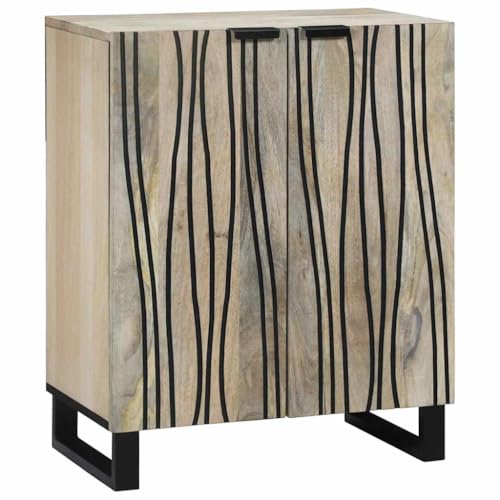 Pangshiyuan Sideboard mit Türen aus massivem Mangoholz, Rustikales Design mit Eisenbeinen, Stauraum Möbel, Für Wohnzimmer Esszimmer Flur, Weiß, 60W x 33.5D x 75H cm Pangshiyuan Sideboard mit Türen aus massivem Mangoholz, Rustikales Design mit Eisenbeinen, Stauraum Möbel, Für Wohnzimmer Esszimmer Flur, Weiß, 60W x 33.5D x 75H cm von Pangshiyuan