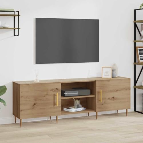 Pangshiyuan TV-Schrank Lowboard aus Holzwerkstoff, 2 Türen mit Scharnieren, Schlankes Design in Eiche handwerklich Optik, Moderner Mediaschrank für Wohnzimmer, 150W x 30D x 50H cm Pangshiyuan TV-Schrank Lowboard aus Holzwerkstoff, 2 Türen mit Scharnieren, Schlankes Design in Eiche handwerklich Optik, Moderner Mediaschrank für Wohnzimmer, 150W x 30D x 50H cm von Pangshiyuan
