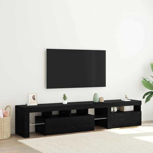 Pangshiyuan TV-Schrank Set mit 2 Schränken, Holzwerkstoff Schwarz Eiche, RGB-LED Beleuchtung, 2 Schubladen, Modernes Unterhaltungszentrum für Wohnzimmer, 120W x 40D x 50H cm Pangshiyuan TV-Schrank Set mit 2 Schränken, Holzwerkstoff Schwarz Eiche, RGB-LED Beleuchtung, 2 Schubladen, Modernes Unterhaltungszentrum für Wohnzimmer, 120W x 40D x 50H cm von Pangshiyuan