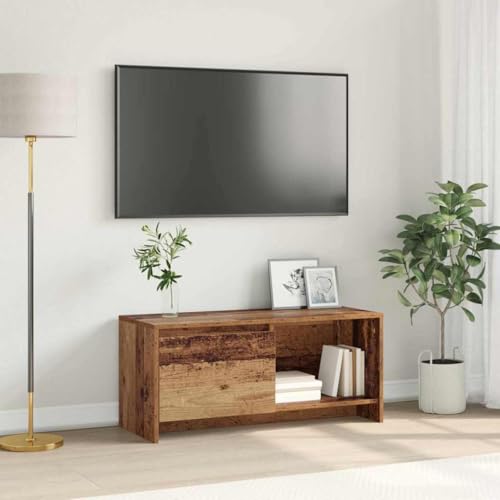 Pangshiyuan TV-Schrank mit Schublade, Holzwerkstoff im Altholz-Design, Stilvolles TV-Möbel mit Würfelfächern, Moderner Medientisch für Wohnzimmer, Schlafzimmer oder Büro, 90W x 35D x 40H cm Pangshiyuan TV-Schrank mit Schublade, Holzwerkstoff im Altholz-Design, Stilvolles TV-Möbel mit Würfelfächern, Moderner Medientisch für Wohnzimmer, Schlafzimmer oder Büro, 90W x 35D x 40H cm von Pangshiyuan