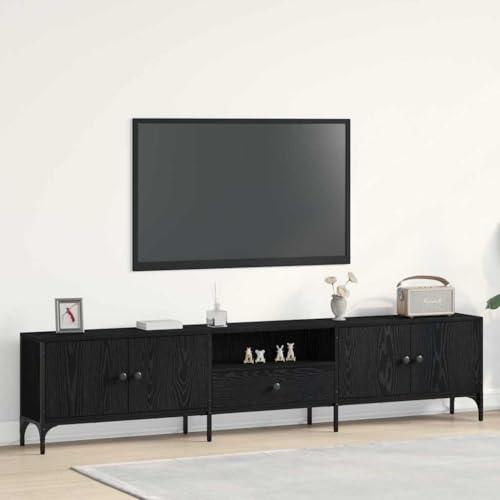 Pangshiyuan TV-Schrank mit Schubladen, Holzwerkstoff in Schwarz Eiche Optik, Moderner Medientisch mit 6 Fächern, Wohnzimmer TV-Ständer für Flachbildfernseher, 200W x 25D x 44H cm Pangshiyuan TV-Schrank mit Schubladen, Holzwerkstoff in Schwarz Eiche Optik, Moderner Medientisch mit 6 Fächern, Wohnzimmer TV-Ständer für Flachbildfernseher, 200W x 25D x 44H cm von Pangshiyuan