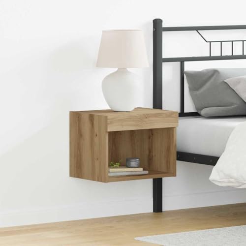 Pangshiyuan TV Sideboard mit LED-Beleuchtung, 2 Stück, Holzwerkstoff in Eiche-Optik, Moderner Medientisch mit 2 Schubladen, Stauraum für Wohnzimmer, Braun, 40W x 30D x 30H cm von Pangshiyuan