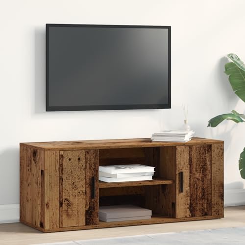 Pangshiyuan TV-Ständer aus MDF, Altholz, 2 Türen, 4 Fächer, Stauraum, TV-Möbel, Wohnzimmer, 100x35x40cm Pangshiyuan TV-Ständer aus MDF, Altholz, 2 Türen, 4 Fächer, Stauraum, TV-Möbel, Wohnzimmer, 100x35x40cm von Pangshiyuan