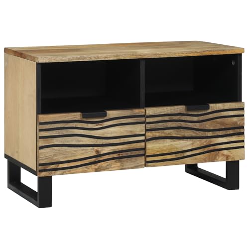Pangshiyuan TV Stand with Mango Wood, Modern Design, Sliding Doors, Storage for Media, Living Room, Brown, 70x33.5x46cm Pangshiyuan TV Stand with Mango Wood, Modern Design, Sliding Doors, Storage for Media, Living Room, Brown, 70x33.5x46cm von Pangshiyuan