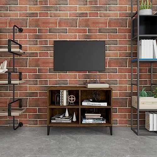 Pangshiyuan TV Stand with Metal Legs, Engineered Wood, 4 Storage Compartments, Media Console, Entertainment Center, Smoky Oak, 69.5 x 30 x 50cm Pangshiyuan TV Stand with Metal Legs, Engineered Wood, 4 Storage Compartments, Media Console, Entertainment Center, Smoky Oak, 69.5 x 30 x 50cm von Pangshiyuan