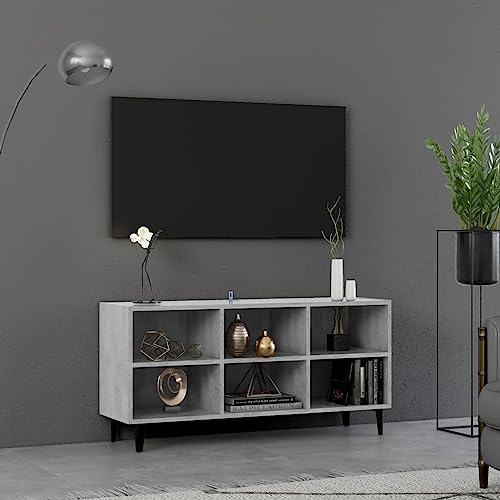 Pangshiyuan TV Stand with Metal Legs, Engineered Wood, 6 Compartments, Industrial Style, Modern TV Console, Storage Solution, Concrete Gray, 103.5x30x50cm Pangshiyuan TV Stand with Metal Legs, Engineered Wood, 6 Compartments, Industrial Style, Modern TV Console, Storage Solution, Concrete Gray, 103.5x30x50cm von Pangshiyuan