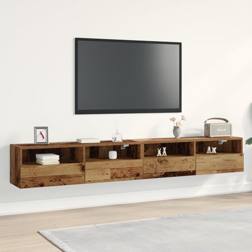 Pangshiyuan TV-Wandschrank aus Holzwerkstoff mit 7 Fächern, Matte Oberfläche, TV Ständer für Wohnzimmer, 100x30x30cm, Braun, Multifunktional von Pangshiyuan