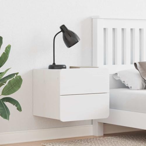Pangshiyuan Wandmontierter Nachttisch 2er Set Weiß, Massivholz Kiefer mit Roll-Out Schublade, Schlafzimmer Kommode, Platzsparendes Design, 39W x 34D x 33H cm Pangshiyuan Wandmontierter Nachttisch 2er Set Weiß, Massivholz Kiefer mit Roll-Out Schublade, Schlafzimmer Kommode, Platzsparendes Design, 39W x 34D x 33H cm von Pangshiyuan
