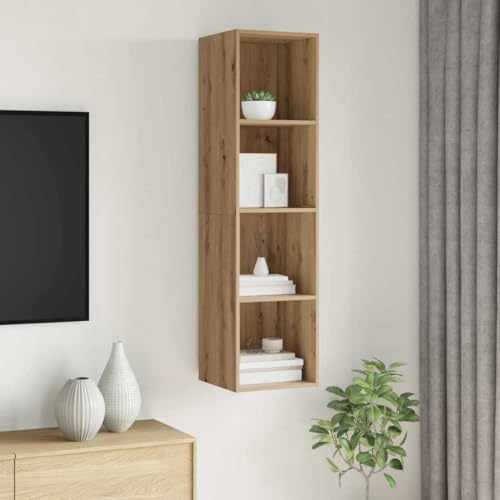 Pangshiyuan Wandmontierter TV-Schrank aus Holzwerkstoff mit Regalen, Schwebend Design, Eiche-Optik, Moderner Medientisch für Wohnzimmer, Schlafzimmer, 37W x 37D x 142.5H cm Pangshiyuan Wandmontierter TV-Schrank aus Holzwerkstoff mit Regalen, Schwebend Design, Eiche-Optik, Moderner Medientisch für Wohnzimmer, Schlafzimmer, 37W x 37D x 142.5H cm von Pangshiyuan