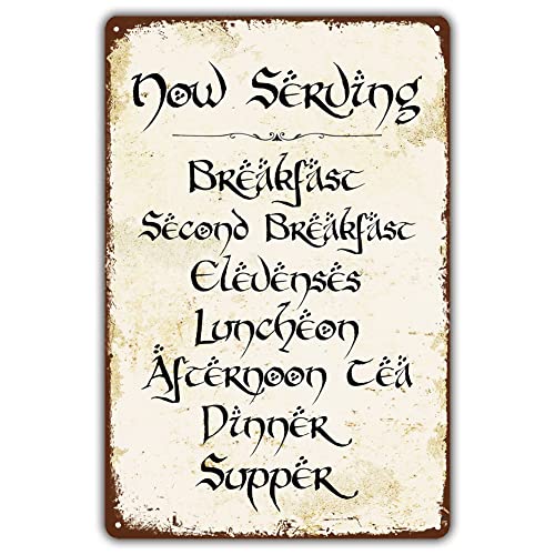 Lustiges Blechschild im Vintage-Stil, zweites Frühstück, Küchenschild, Geschenk für Lotr-Fans, Metallschild, 20,3 x 30,5 cm Lustiges Blechschild im Vintage-Stil, zweites Frühstück, Küchenschild, Geschenk für Lotr-Fans, Metallschild, 20,3 x 30,5 cm von Panguru