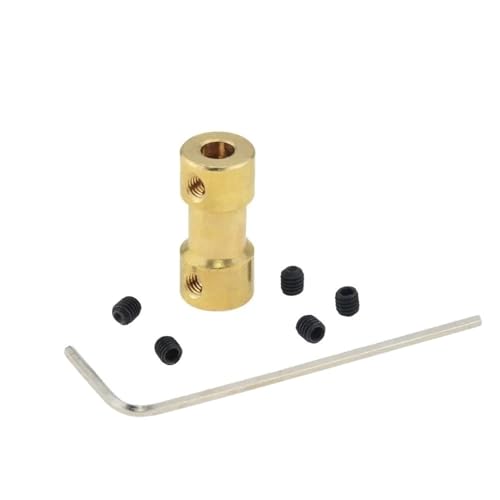 Pangyoo 1 Stück 2 mm 2,3 mm 3 mm 3,17 mm 4 mm 5 mm 6 mm Messing starre Motorwellenkupplung Koppler Motorübertragungsanschluss mit Schraubenschlüssel(3x3mm) von Pangyoo