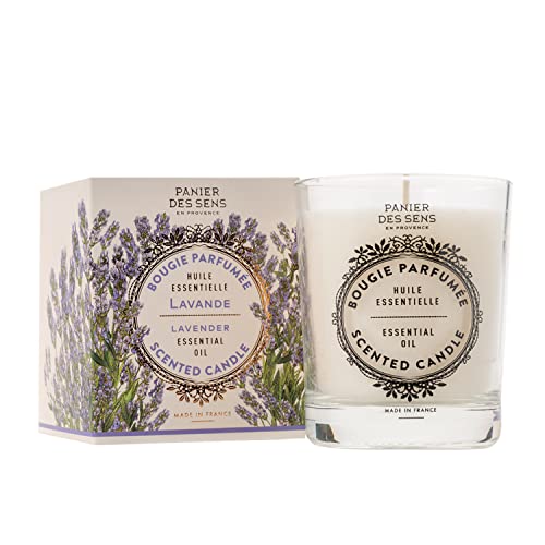Panier des Sens - Duftkerze Lavendel Entspannend - Kerzen Aromatherapie - Deko-Kerze im Glas - Blumenduft - Natürliche und langlebige Kerze Made in France - pflanzliches Wachs - 180g von Panier des Sens