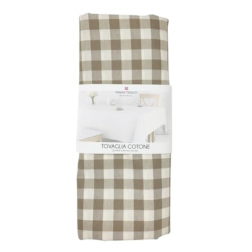 Panini Tessuti, Tischdecke, rechteckig, 140 x 240 cm, kariert, Beige – Stoff aus Baumwoll-Mischgewebe – für 10/12 Personen von Panini Tessuti