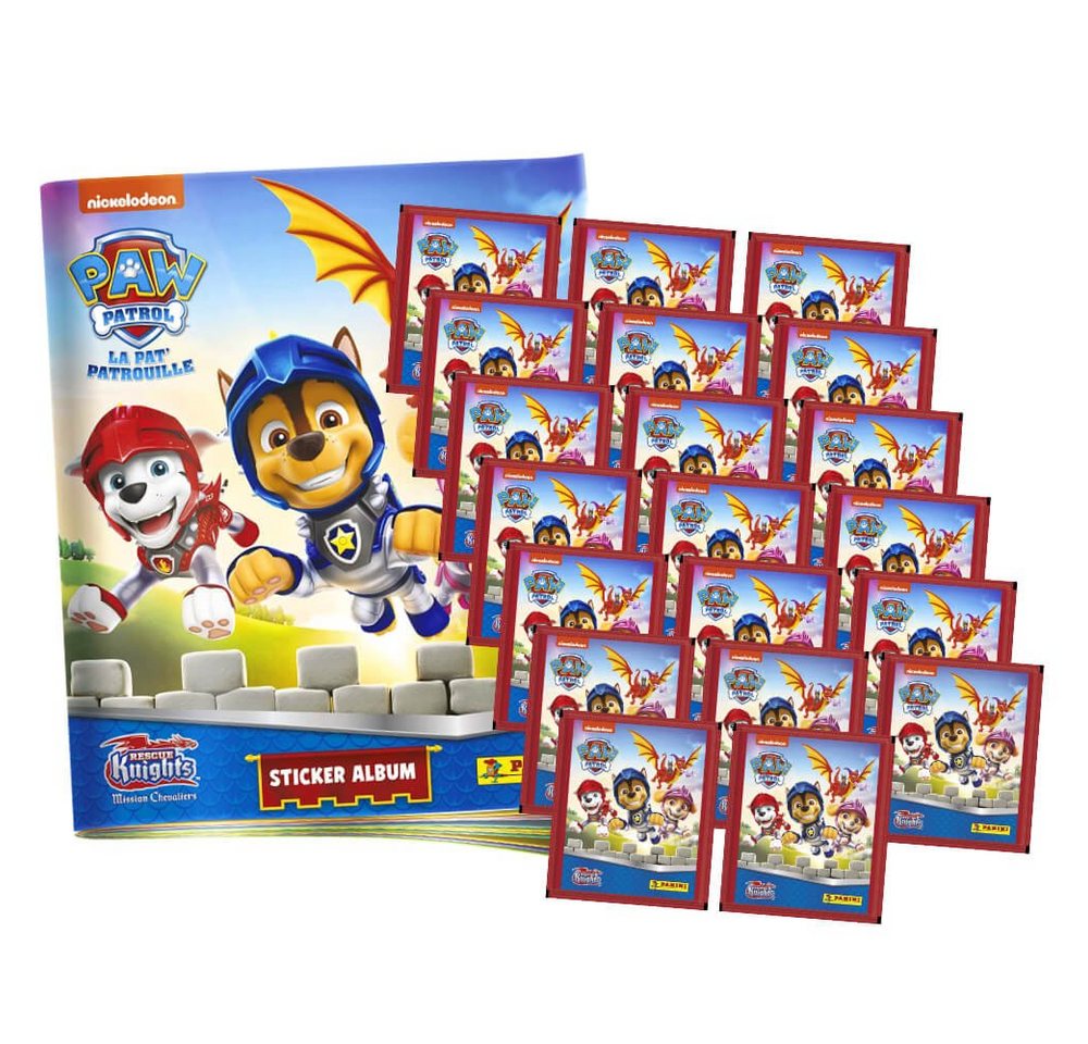 Panini Sticker Panini Paw Patrol Sticker - Rescue Knights (2023) - 1 Album + 20 Tüten, (Set), Paw Patrol Rescue Knights 2023 - 1 Album + 20 Tüten Sammelsticker von Panini