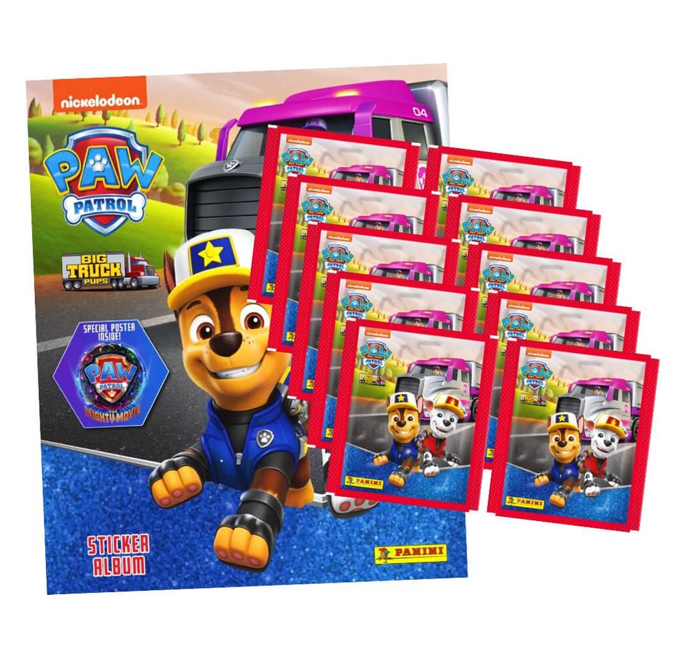 Panini Sticker Panini Paw Patrol Sticker Serie 9 - Big Truck (2023) - 1 Album + 10, (Set), Paw Patrol Sticker - Big Truck 2023 - 1 Album + 10 Tüten Sammelsticker von Panini