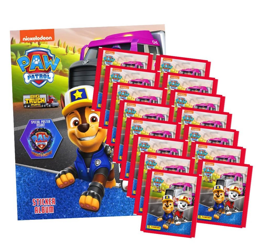 Panini Sticker Panini Paw Patrol Sticker Serie 9 - Big Truck (2023) - 1 Album + 15, (Set), Paw Patrol Sticker - Big Truck 2023 - 1 Album + 15 Tüten Sammelsticker von Panini