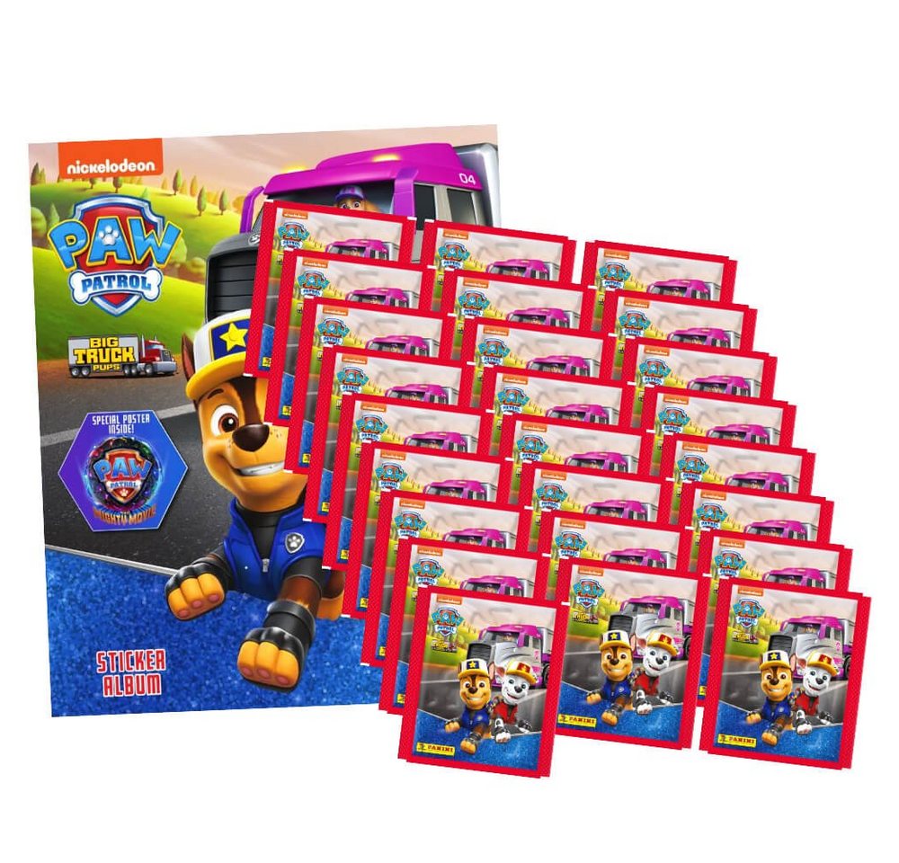 Panini Sticker Panini Paw Patrol Sticker Serie 9 - Big Truck (2023) - 1 Album + 25, (Set), Paw Patrol - Big Truck 2023 - 1 Album + 25 Tüten Sammelsticker von Panini