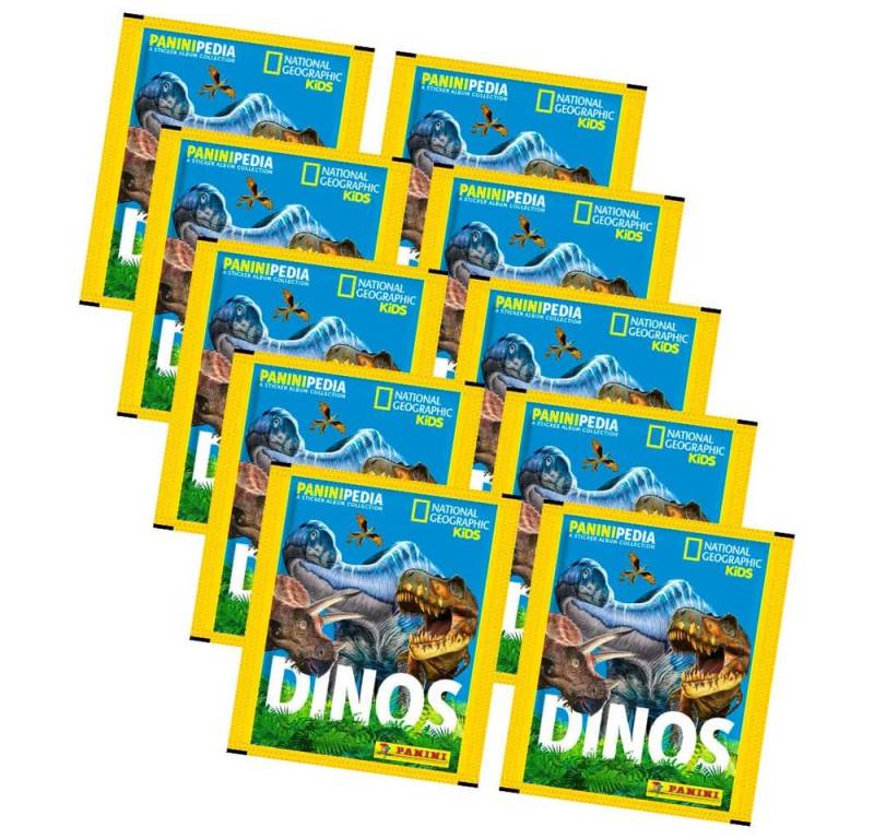 Panini Sticker PaniniPedia Dinos Sticker - Dinosaurier Sammelsticker (2023) - 10, (Set), PaniniPedia Dinos Sticker - 10 Tüten Sammelsticker von Panini