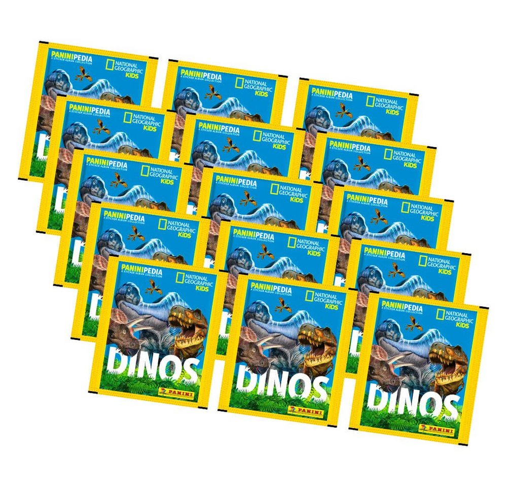 Panini Sticker PaniniPedia Dinos Sticker - Dinosaurier Sammelsticker (2023) - 15, (Set), PaniniPedia Dinos Sticker - 15 Tüten Sammelsticker von Panini