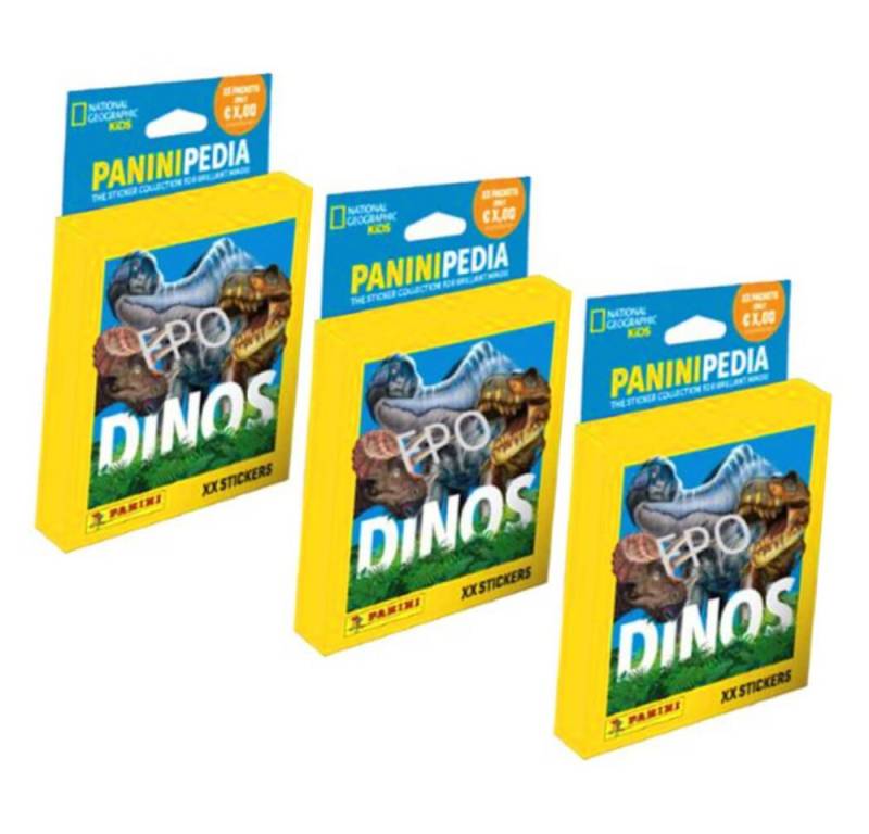 Panini Sticker PaniniPedia Dinos Sticker - Dinosaurier Sammelsticker (2023) - 3 Blist, (Set), PaniniPedia Dinos Sticker - 3 Blister Sammelsticker von Panini