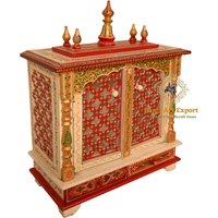 Holzstempel Pooja Zimmer Dekor Rot Weiß Geprägter Tempel Handgefertigter Wandbehang Mandir Ghar Mandap Für Anbetung Wohnkultur Kunst von PanjiArtExport