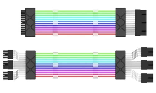 2 Stücke | ARGB Neon Stromverlängerungskabel | ATX 24Pin Motherboard Netzteil PSU Verlängerungskabel + 3 * 8Pin GPU Kabelverlängerung von Panlouting