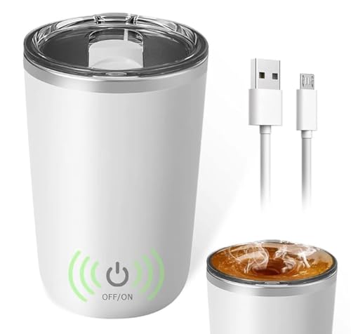 Elektrischer Automatischer Selbstrührung Kaffeebecher 400ML Thermobecher Magnetische Tasse Mixerbecher für Kaffee Protein Pulver Tee (Weiß) von Panlouting