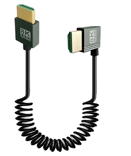 HDMI 2.1 Einziehbares Spiralkabel Verlängerung | 8K Ultra Hohe Geschwindigkeit | Für Atomos Ninja V Recorder, Feelworld Displays, Sony A7iv, Z CAM E2, Sony FS5 FS7 A7S3 von Panlouting