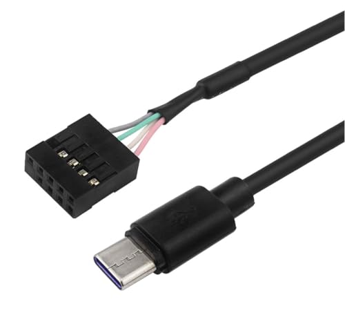 Panlouting USB 2.0 9Pin Motherboard Header auf USB-C Adapterkabel | 50cm | 9Pin Motherboard Seriell Buchse auf USB 3.1 Typ C Stecker | 24AWG Extender Konverterkabel von Panlouting