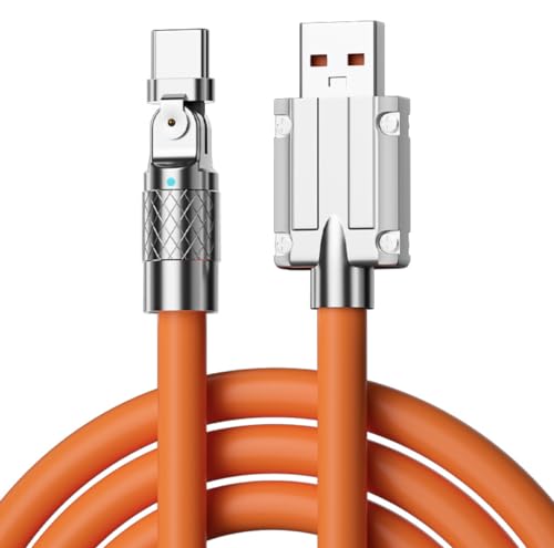 USB auf Typ-C Ladekabel mit 180° Drehbaren Anschluss | 2 Meter | PD3.1 120 W Schnellladung | Für iPhone 15/Plus/Pro/Pro Max, Samsung Galaxy S23, Android, Xiaomi von Panlouting