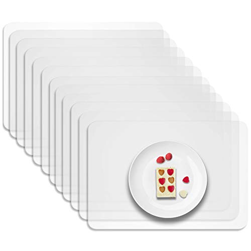 Panngu 12 Stück Transparent Platzsets, Schmutzabweisend Abwaschbar Kunststoff Tischsets, Premium Abgrifffeste Hitzebeständig Platzdeckchen, Tischunterlagen, Platz-Matten für Küche Speisetisch von Panngu