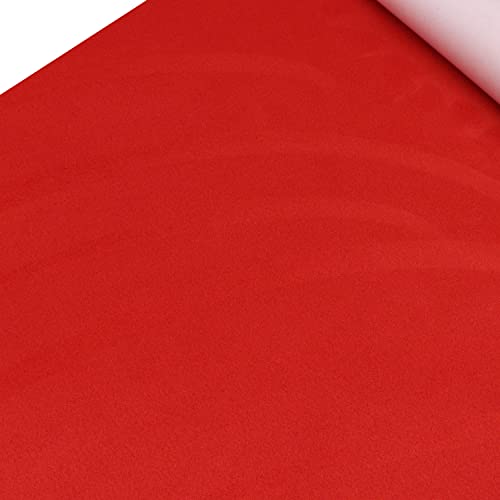 Panngu Mikrofaserstoff Selbstklebend Geeignet für Cockpit Interieur Stretch Dehnbar Folie, Premium Samtige Wildlederimitat für Schmuck-Schublade/Bodenfolie (Chinesischrot 42cm x 140cm) von Panngu