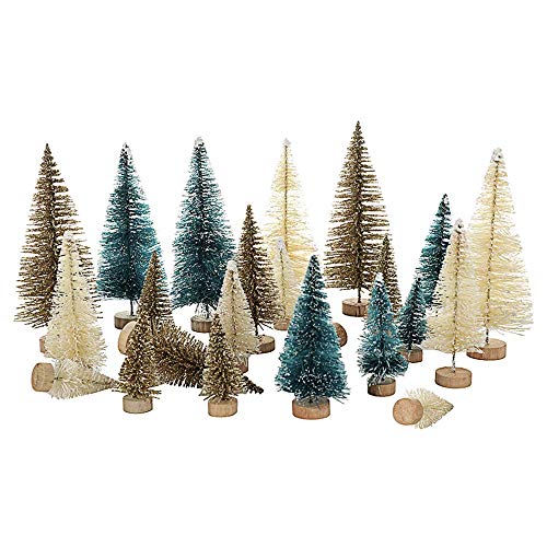 34 Mini-Sisal Schnee Frost Bäume Flaschenbürste Bäume Kunststoff Winter Schnee Ornamente Tischbäume 24 Pcs von Pannow