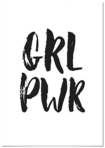 Panorama Aluminium Bild Girl Power 21x30cm - Gedruckt auf qualitativ hochwertigem Aluminium Weiß - Poster Sprüche - Poster Schwarz-Weiß von Panorama