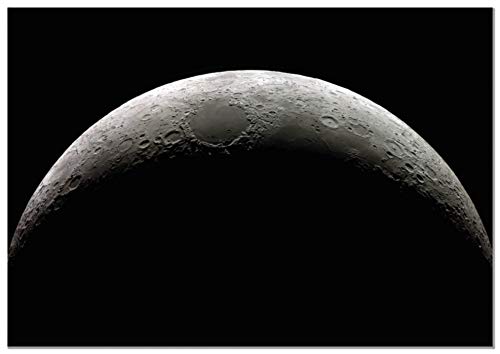 Panorama Aluminium Bild Mond 100X70cm - Gedruckt auf qualitativ hochwertigem Aluminium Weiß - Raum - Poster Galaxie von Panorama