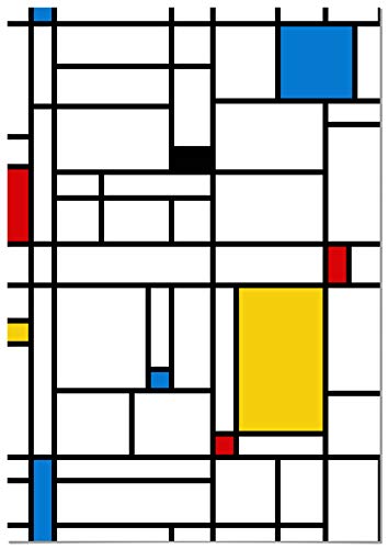 Panorama Aluminium Dibond Piet Mondrian 35x50cm - Gedruckt auf qualitativ hochwertigem Aluminium Dibond Weiß - Wandbild Wohnzimmer - Bilder Schlafzimmer - Bilder Vintage Stadt von Panorama