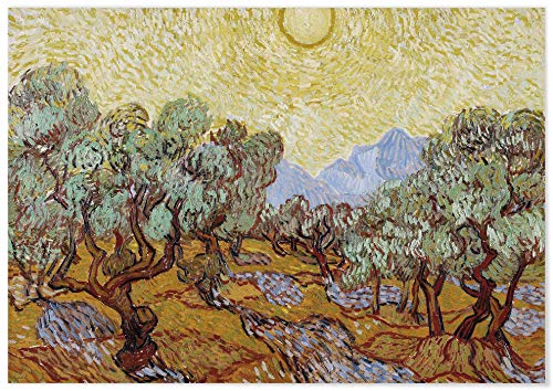 Panorama Aluminium Dibond Van Gogh Olivenbäume 70x50 cm - Gedruckt auf qualitativ hochwertigem Aluminium Dibond Weiß - Wandbild Wohnzimmer - Bilder Schlafzimmer - Bilder Vintage von Panorama