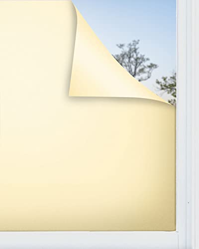 Panorama Fensterfolie Gelb 120x100 cm - Blickdichte Fensterfolie - Fensterfolie - Milchglasfolie Selbstklebend Fenster - Selbsthaftend Folie - Klebefolie Fenster - Sichtschutzfolie Fenster von Panorama