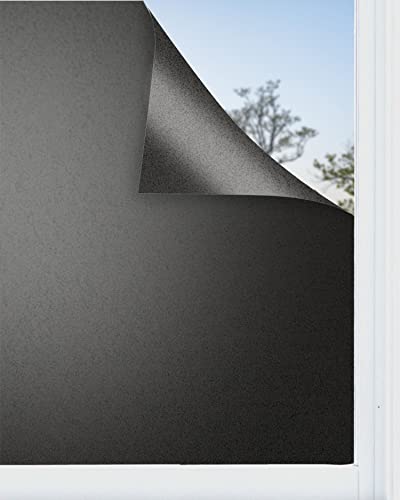 Panorama Fensterfolie Schwarz 120x300 cm - Blickdichte Fensterfolie - Fensterfolie - Milchglasfolie Selbstklebend Fenster - Selbsthaftend Folie - Klebefolie Fenster - Sichtschutzfolie Fenster von Panorama