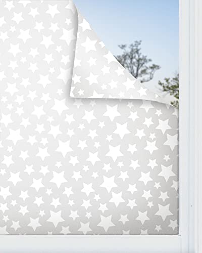 Panorama Fensterfolie Sterne Farbe Grau 39x100 cm - Blickdichte Fensterfolie - Milchglasfolie Selbstklebend Fenster - Selbsthaftend Folie - Klebefolie Fenster - Sichtschutzfolie Fenster von Panorama