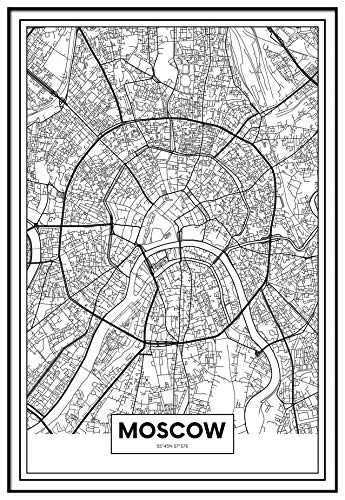 Panorama Gerahmtes Poster Karte von Moskau 50x70cm - Gedruckt auf Starres Poster - Enthält Rahmen - Moderne Bilder Wohnzimmerdekoration - Schlafzimmer Panorama Gerahmtes Poster Karte von Moskau 50x70cm - Gedruckt auf Starres Poster - Enthält Rahmen - Moderne Bilder Wohnzimmerdekoration - Schlafzimmer von Panorama