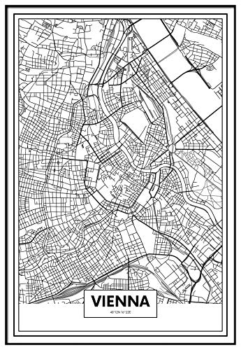 Panorama Gerahmtes Poster Karte von Wien 35x50cm - Gedruckt auf Starres Poster - Enthält Rahmen - Moderne Bilder Wohnzimmerdekoration - Schlafzimmer Panorama Gerahmtes Poster Karte von Wien 35x50cm - Gedruckt auf Starres Poster - Enthält Rahmen - Moderne Bilder Wohnzimmerdekoration - Schlafzimmer von Panorama
