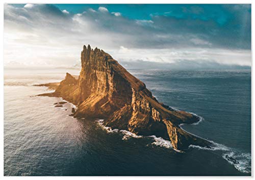 Panorama Leinwand Faroe Islands 100 x 70 cm - Gedruckt auf qualitativ hochwertigem Leinwand - Nature Wanbilder - Bilder Wohnzimmer - Leinwand Zen - Bilder Schlafzimmer - Dekoration Zuhause von Panorama