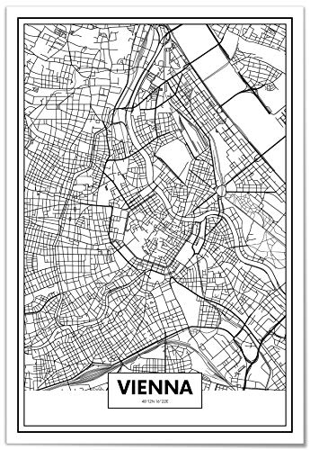 Panorama Poster Karte von Wien 21x30 cm - Gedruckt auf qualitativ hochwertigem Poster - Poster Wohnzimmer - Bilder Schlafzimmer - Dekoration für das Zuhause - Poster Vintage Stadt von Panorama