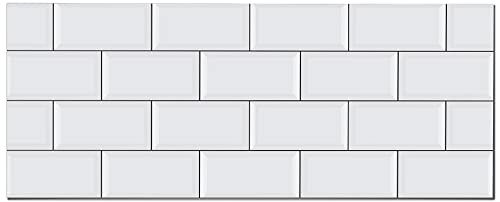 Panorama Spritzschutz Weiße Ziegelfliese 60x200 cm - Küchenrückwand Platte - Küchenwand - Küche Selbstklebend von Panorama